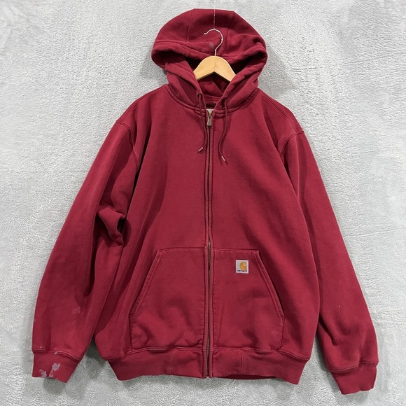 トップス 80s Carhartt zip-up hoodie Vintage 80s Carhartt Zip Up Thermal Lined Faded Navy Blue Hoodie